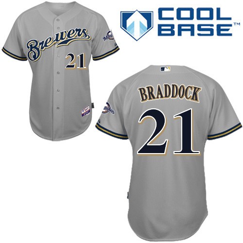 Best sale Milwaukee Brewers 21 Zach Braddock Grey Cool Base MLB Jersey Baseball MLB Jerseys